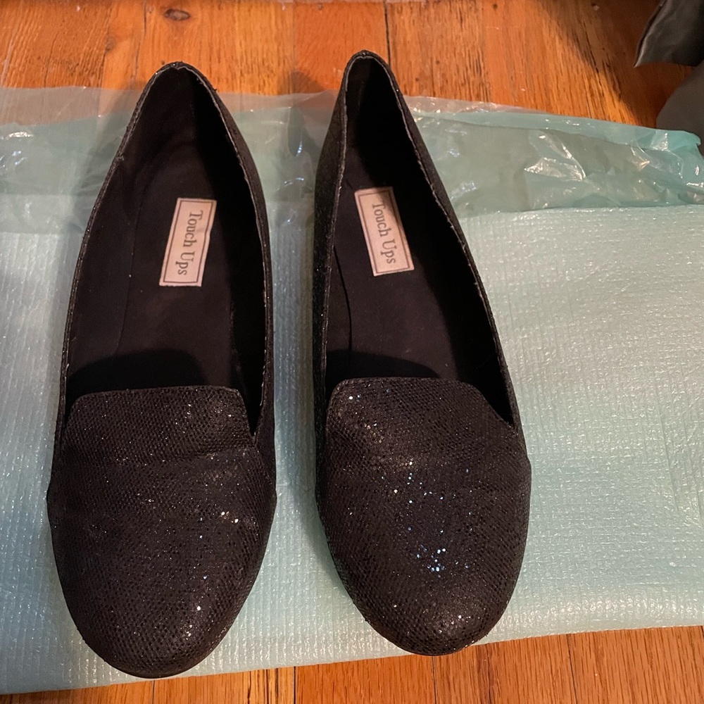 Touch Ups black sparkly flats